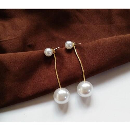 Retro Baroque Princess Pearl Long Earring Simple Gold Plated Tassels Drop Earring Charm Women Luxury Wedding Anniversary Jewelry