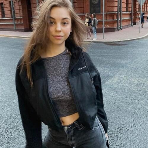 B-TOTO American Retro Black Lamb Wool Stitching Stand Collar Jacket Female Ins All-match Jacket 2021 New Fashion