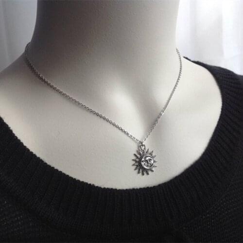 Moon Sun Smiley Crescent Necklace Phase Pagan Gothic Witch Style Amulet Wiccan Pendant Witchcraft Magic Jewellery Women Gift