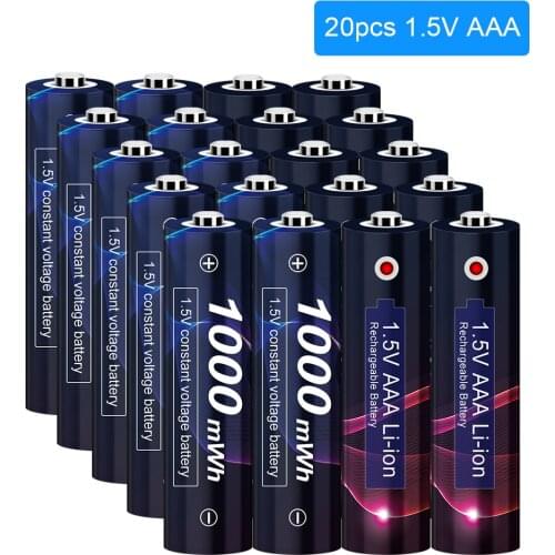 1.5V AAA Lithium Li-ion Rechargeable Battery 1000mWh 1.5V AAA Battery 1.5v Li-ion Rechargeable Batteries AAA 1.5V Rechargeable