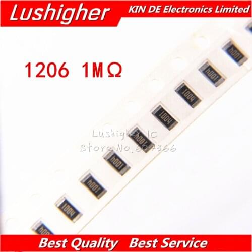100PCS 1206 SMD Resistor 1% 1M Ohm 1004 1.0Kohm