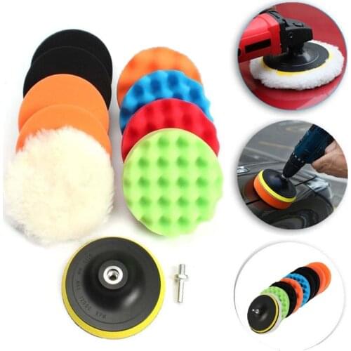 11pcs 3 inch Hand Tool Kit Buffing Sponge Wool Wheel Polishing Pad For Car Polisher Compound Polishing Car Cleaning Tool Set