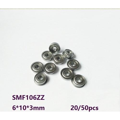 20pcs/50pcs SMF106ZZ 6x10x3mm Mini Flange Bearings Stainless steel bearings Miniature Deep groove Ball Bearing 6*10*3mm
