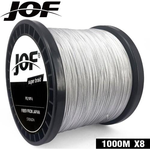 2019 JOF Braided Fishing Line 8 Strands Gray 100M 150M 300M 500M 1000M Saltwater Fishing Cord linha multifilamento 8 fio