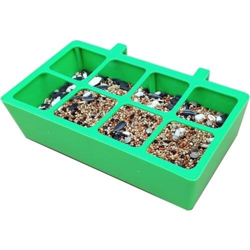 4/8 Grids Plastic Hanging Cups Bird Feeding Bowl Parrot Feeder Water Food Tray 37MF