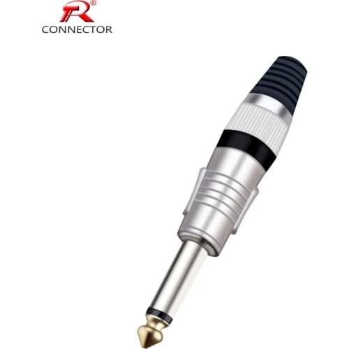 8pcs Mono sophomore core Jack 6.35mm with gold plated 7colors Audio Connector 6.35 mm Plug