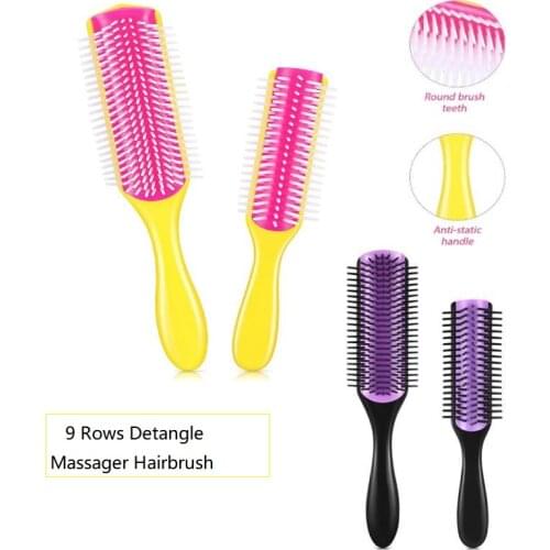 9 Rows Salon Massage Detangling Hair Brush Scalp Massage Hair Comb Detangling Brush for Hairbrush Straight Wet Curly Hairbrush