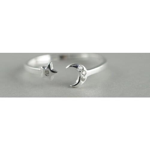 925 original Inlaid zircon Sterling SV Ring opening and minimalist art fresh wind for college womens gifts