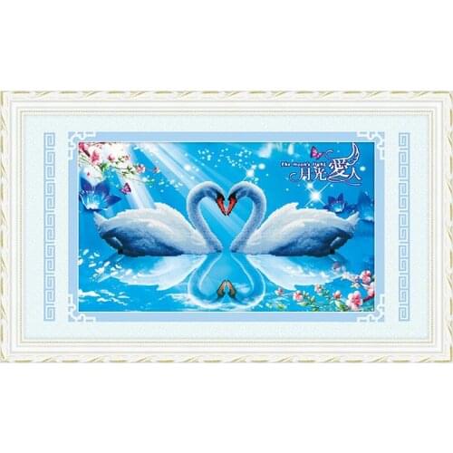Diamond Mosaic Swan Diamond Painting Animal DIY Full Partial Round Diamond Embroidery Rhinestone Home Decoration 50x82cm