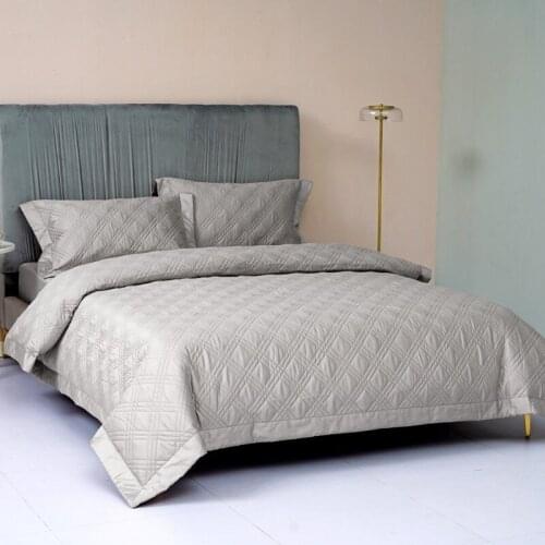 CHAUSUB Europe Luxury Quilted Bedding Set 4PCS 80s Satin Cotton Duvet Cover Set Bed Sheet Pillowcase King Queen Size Solid Color