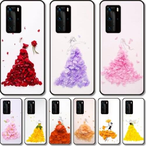 Beautiful girl flowers Phone Case For Huawei P 40 30 20 10 9 Smart 2019 Lite E Pro Plus black cell shell