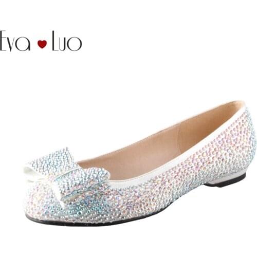 CHS466 Custom Made Multicolor AB Rhinestones Crystal Women Flat Shoes Bridal Wedding Shoes Dress Shoes Ballet Flats Big Size