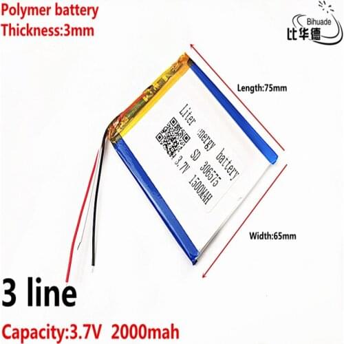 Good Qulity Liter energy battery 3.7V lithium battery early 306575 1500mAh headlight GPS navigator general polymer batteries