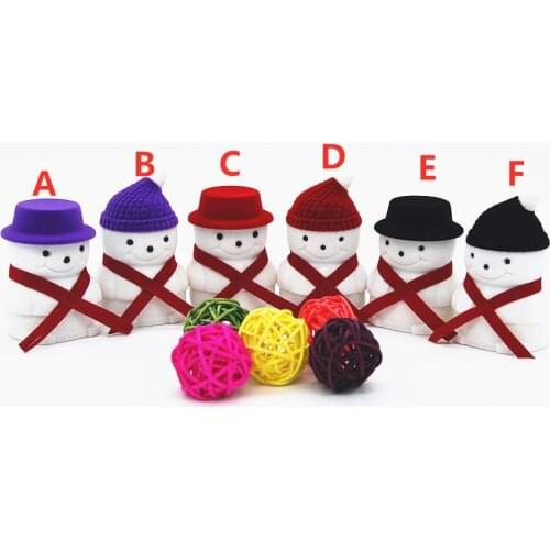 HOSENG 30Pcs White Snowman Ring Box Velvet Earring Case Fashion Jewelry Display Packaging Christmas Gift Flannel Case HS_309