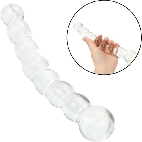 IKOKY 8 Beads Anal Plug Prostate Massager Erotic Glass Butt Plug Sex Toys for Women Sex Products