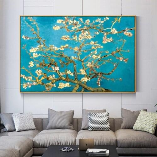 Van Gogh Almond Blossom Famous Reproduction Impressionist Flower Canvas Painting Poster and Print Wall Art Picture Home Decor
