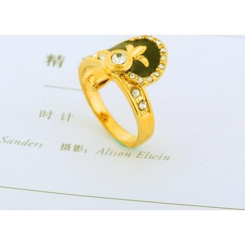 Gold Color Black Rhinestone Ring For men Gift Ring Lovers Rings New Arrival Big Crystal Design