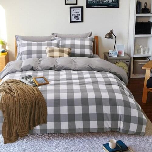 Spring Autumn Fashion Classic Plaid Print Home Bedding Sets Duvet Cover Pillowcase Flat bed Sheet King Queen Full Twin
