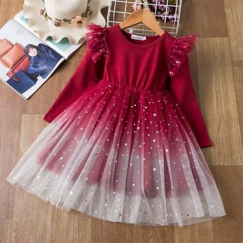 Cute Girls Princess Party Dress Kids Autumn Winter Long Sleeve Elegant Christmas Clothing Wedding And Birthday Prom Gown Fairy