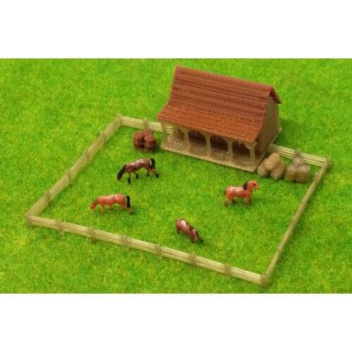 Outland Models Country Stable with Horses and Grass Z Scale Train Railway Layout