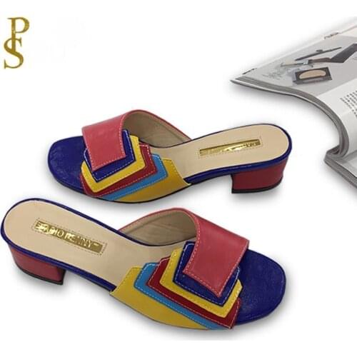 Fashionable and delicate Patchwork multi color ladiesslippers womens slippers Nigeria style shoes