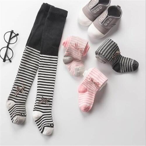 Fashion Stripe Baby Girls Tights Toddler Kids Tights Stockings Spring Autumn Children Tights Infants Cotton Pantyhose