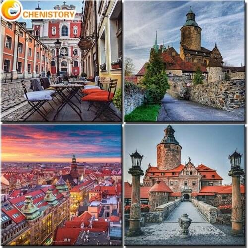 CHENISTORY 60x75cm DIY Oil Painting By Numbers On Canvas Color Street Frameless Paint By Numbers Adults Kits Digital Home Decor