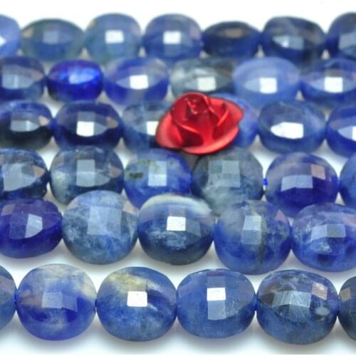 Natural Blue Sodalite Faceted Coin Beads Wholesale Loose Gemstones Semi Precious Stones For Jewelry Making Bracelet Necklace Diy