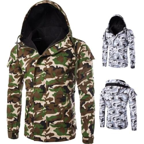 New Mens Fashion Cotton Jacket Winter Trend Casual Camouflage Style Mens Hooded Cotton Jacket