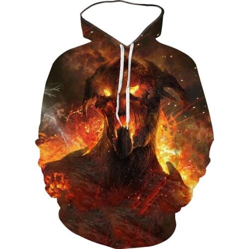 2021 New MenS And WomenS Hoodie 3d Color Printing Magma Warrior Series Round Tie Hood Long Sleeve Autumn And Winter Sportswear