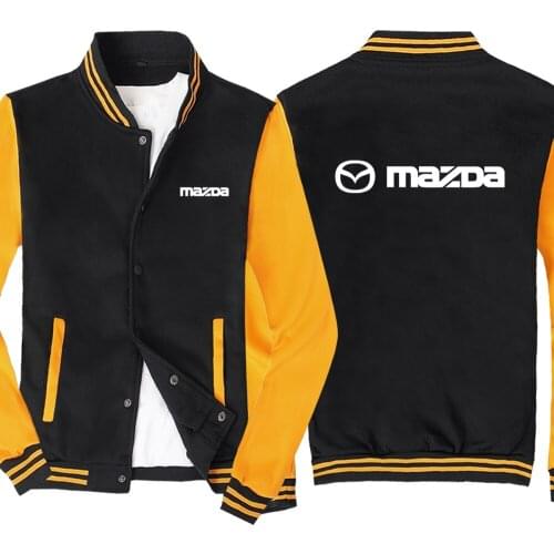 New Spring and Autumn Mens Baseball Jacket Mazda Logo No Cap Fashion Cardigan Long Sleeves Sportsweater Hoodies