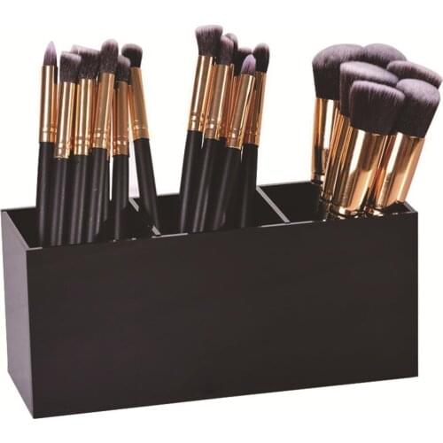 3 Lattices Makeup Brush Organizer Cosmetic Pen Storage Container Plastics Table Eyebrow Brush Holder Standing Storeage Box