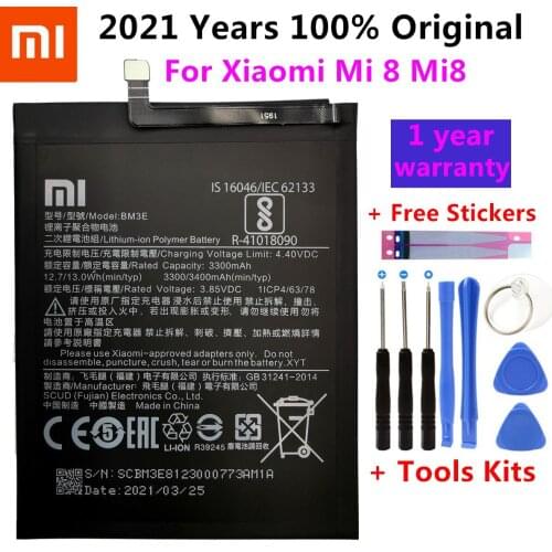 Original Phone Battery BM3E for Xiaomi Mi 8 Mi8 M8 Real 3400mAh High Quality Replacement Battery
