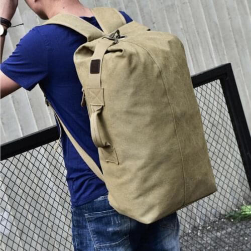 Outdoor Large Men Canvas Backpack Rucksack Hiking Shoulder Travel Camping Duffle Satchel Military Bags UK
