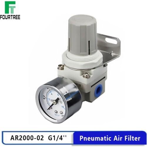 Pneumatic Air Filter AR2000-02 G1/4'' Control Compressor Pump Gas Regulating Regulator Treatment Unit Swith Gauge Adjustable SMC