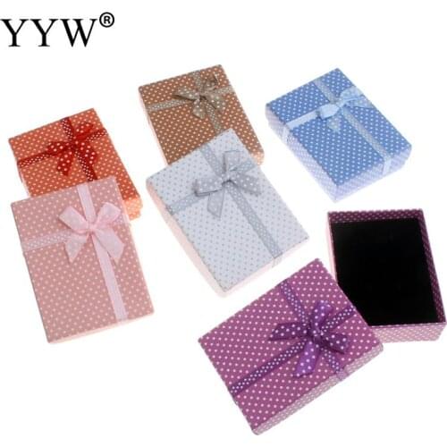 1pc New Styel Rectangle Jewelry Box Paper Couple Ring Box Earring Necklace Gift Boxes With Round Spot Pattern Boite A Bijoux