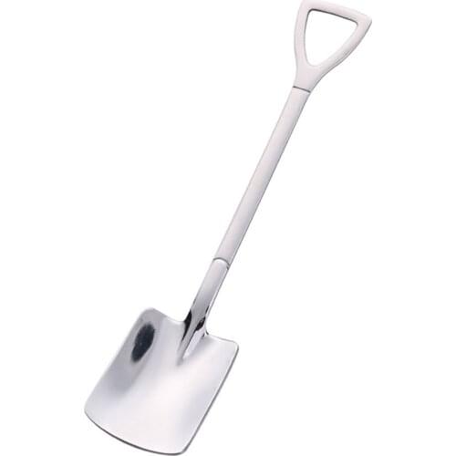 Retro shovel Flat coffee Tea Ice cream Metal spoon Gift creative Bar stainless steel 304 dessert Spoons Set Housewares kitchen