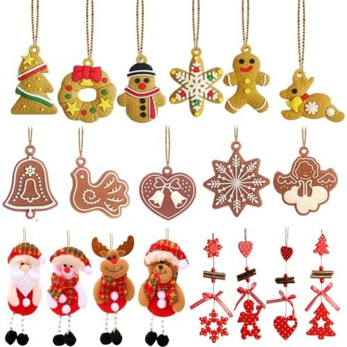 Christmas Ornaments Christmas Tree Baubles Hanging Pendants Charms Gingerbread Deer Snowman Party Decorations Gifts