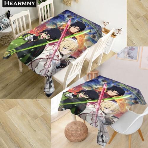 Customize Tablecloth Seraph Of The End Oxford Cloth Dust-proof Rectangular Table Cover For Party Home Decor 100X140cm175x175cm