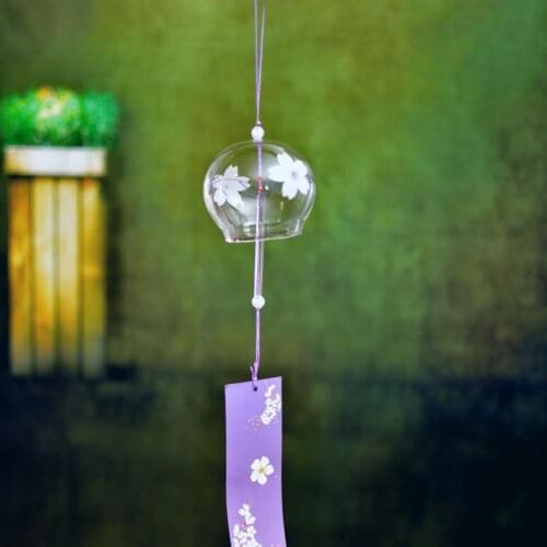 8pcs/pack 7cm*8cm Japan Style Glass Bell Hand Drawing Glass Windchime Friend Gift Hand Painting Sakura Hanging Decorative