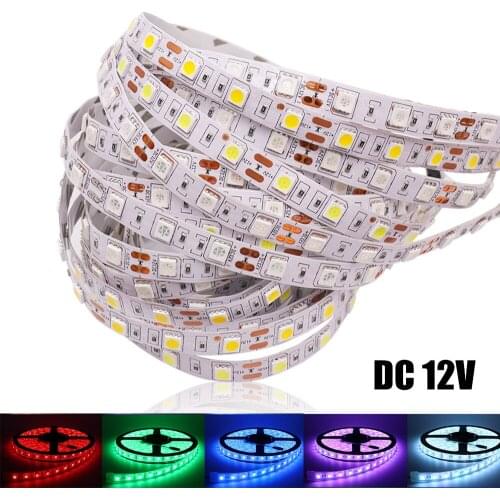 LED Strip DC12V 60LEDs/m Flexible LED Light Warm White /White/Red/Green/Blue RGB 5050 LED Strip 300LEDs 5m/lot