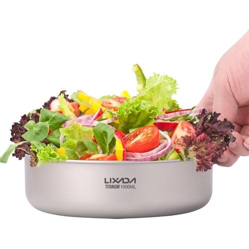 Lixada Titanium Bowls Camping Pan Fruit Vegetable Dinner Bowl Plate Food Container for Home Outdoor Camping Hiking Picnic