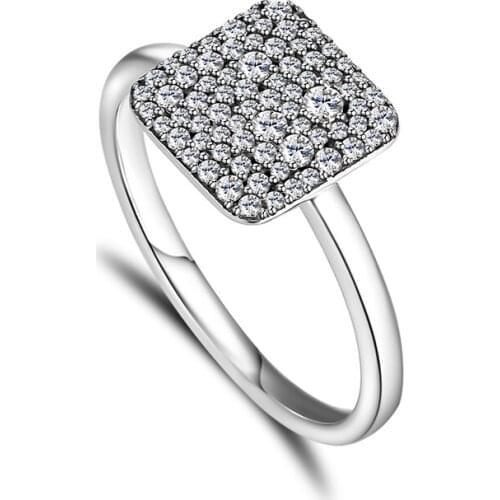 Timeless Elegance Rings with Clear CZ 100% Authentic 925 Sterling-Silver-Jewelry Free Shipping