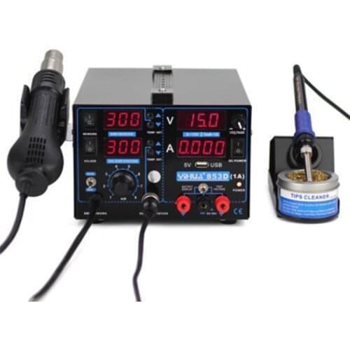 Desoldering Station 3 In 1 Hot Air Gun Electronic Soldering Iron Digital Soldering Station English Manual 853D 1A