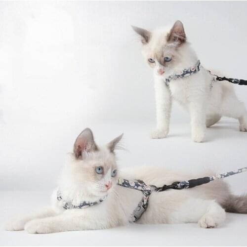 Japanese Style Dog Harness Wind Hair Cat Harness Strap I-shaped Cat Pull Rope Adjustable Leash Floral Cat Chain