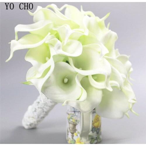 YO CHO Unique Supply 30PC PU Calla Lily Wedding Bridal Bouquet Artificial Calla Flower Wedding Bouquets for Bridesmaids