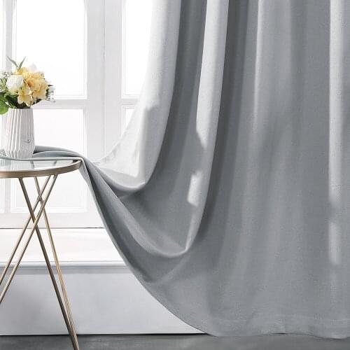 Solid Color Rice Grain Linen High Blackout Curtains with Shade Cloth Insulated Fabric Curtain for Home Living Room Window Decor