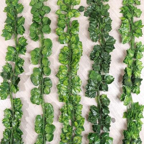 Vine Leaves Green Leafy Plants Artificial Green Plant Rattan Home Decor Living Room Decor Artificial Leaf Vine Fake Foliage