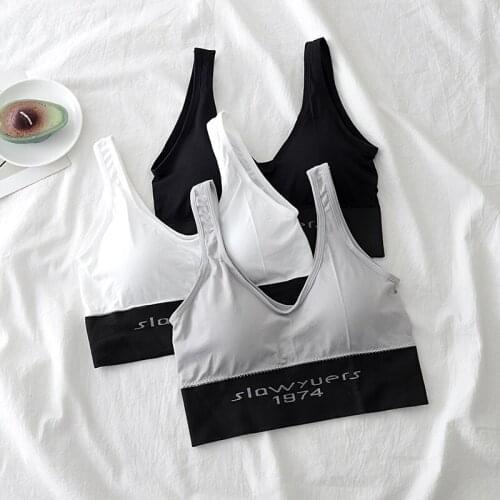 BRAS for womens show thin inside take exercise outside small condole belt vest women wear han edition letter brief paragraph mew