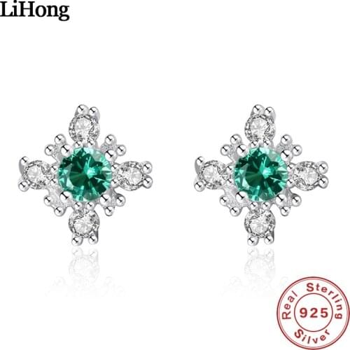 S925 Sterling Silver Zircon Stud Earrings Simple Fashion Flower-Shaped Earrings Luxury Womens Jewelry Stud Earrings
